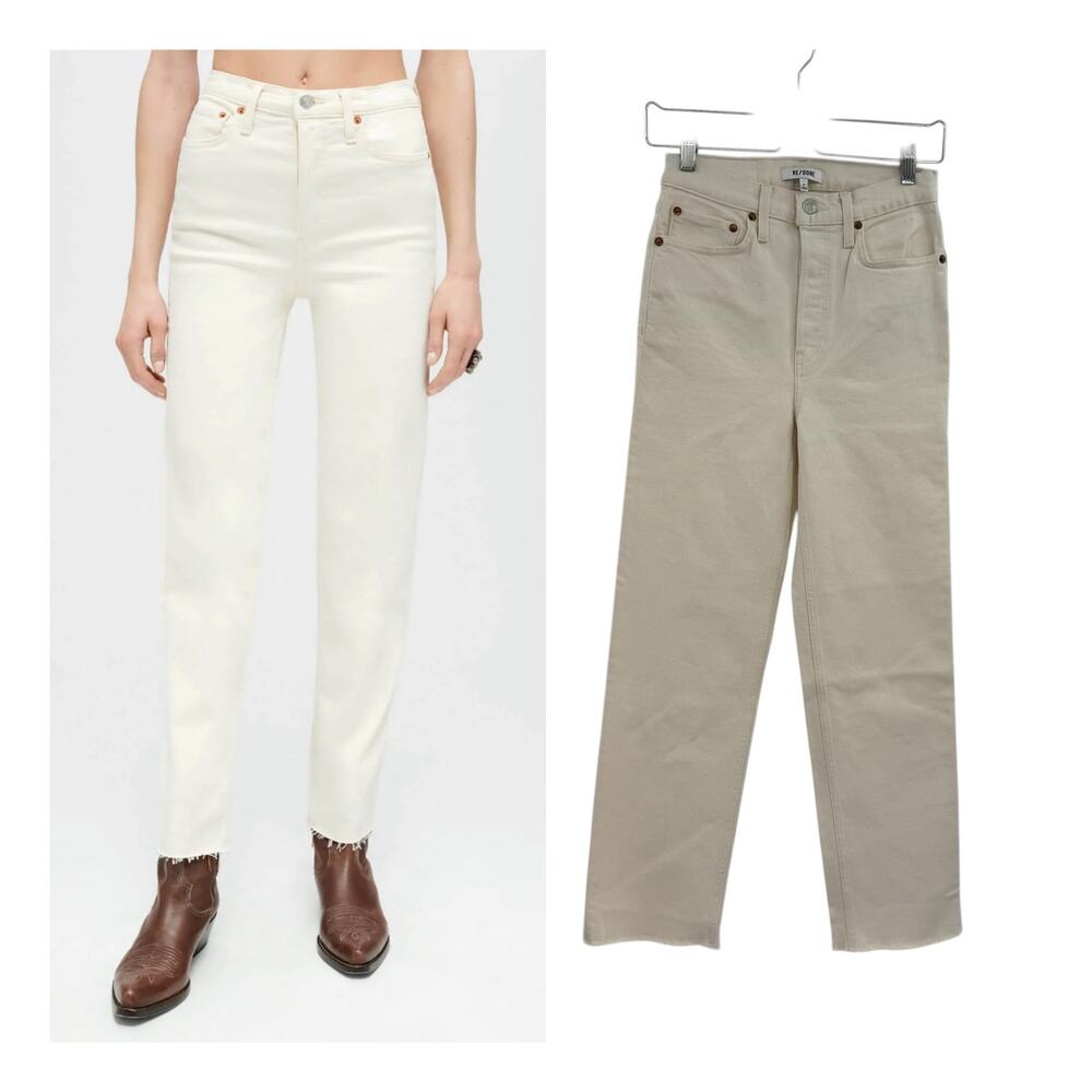 Re/Done 70s Ultra High Rise Stove Pipe Jeans Ivory Cream NWT Flawed 26